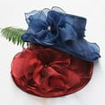 thumbnail image 3 of Womens Church Hat Dress Fascinator Bridal Organza Floral Tea Wide Brim Buckle Hat Party Wedding Hat, 3 of 8