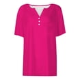 thumbnail image 5 of Pxiakgy Short Sleeve T Shirts for Women V Neck Button Down Tops with Pocket Loose Fit Blouse for Daily Wear Henley Summer Tops Casual Button Down Shirts Loose Fitted Gradient Tees Fashion Hot Pink S, 5 of 5