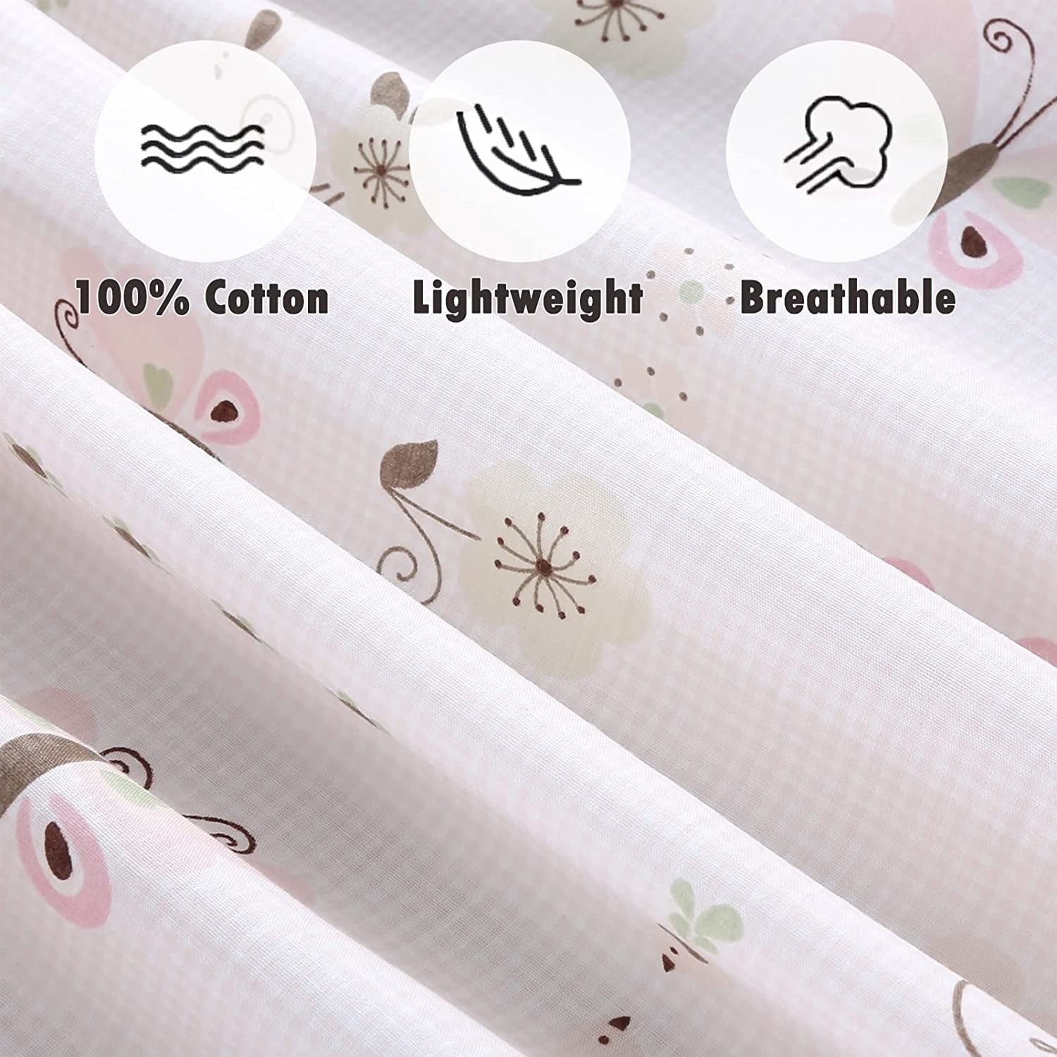 Danica 100% Cotton Fitted Baby Crib Sheet 3 Pack for baby Boys Girls |Standard Crib And Toddler Mattress Sheets | 28x52 Inch (3PK, Butterfly Blossoms)