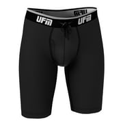 UFM Mens Polyester/Spandex 9 inch Inseam Long Boxer Brief featuring UFM's Exclusive Patented Adjustable Support Pouch, Regular Support, Black, 48-50 waist