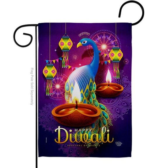 Ornament Collection G190002-BO Diwali of Lights Celebration Double-Sided Decorative Garden Flag, Multi Color
