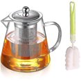 thumbnail image 1 of Glass Teapot With Stainless Steel Infuser,heat Resistant Glass Teapot With Removable Infuser, Borosilicate Clear Glass Tea Pots For Loose Leaf Tea And, 1 of 5
