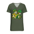 thumbnail image 5 of NuoCaiYun St Patricks Day Tops for Women V Neck Funny T-Shirt Irish Shamrock Graphic Short Sleeve Clover Tee, 5 of 6
