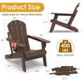 thumbnail image 5 of Pipopa Outdoor Folding HDPE Adirondack Chair Set of 2 with Cup Holder,All-Weather Patio Chair for Garden,Backyard,Pool,BrownWood, 5 of 8