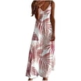 thumbnail image 3 of BRGZLK Women's Dresses Casual Summer Printed Beach Vacation Sleeveless Strap V-Neck Dress Comfortable Flower Print Beach Resort Long Suspender Dress, 3 of 7