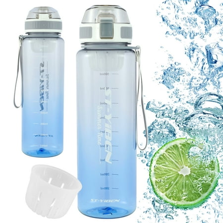 

GUSTVE 1100ML Sports Water Bottle with Removal Filter 1100ML Sports Water Bottle with Carry Strap Leak-proof Drinking Water Bottle Gym Fitness Sports School