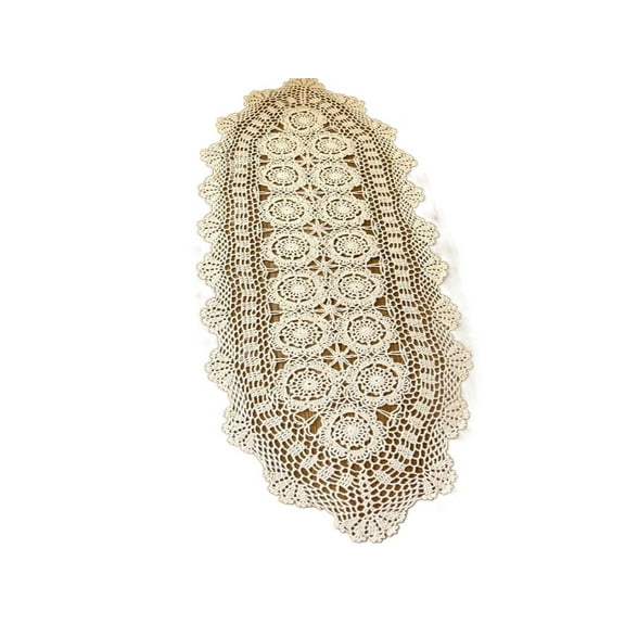 Cotton Handmade Crochet lace Table Runners Oval Tablecloth Doilies Doily Table Dresser Scarf Décor