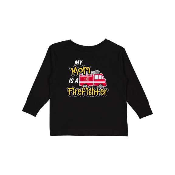 Inktastic My Mom is a Firefighter with Fire Truck Boys or Girls Long Sleeve Toddler T-Shirt