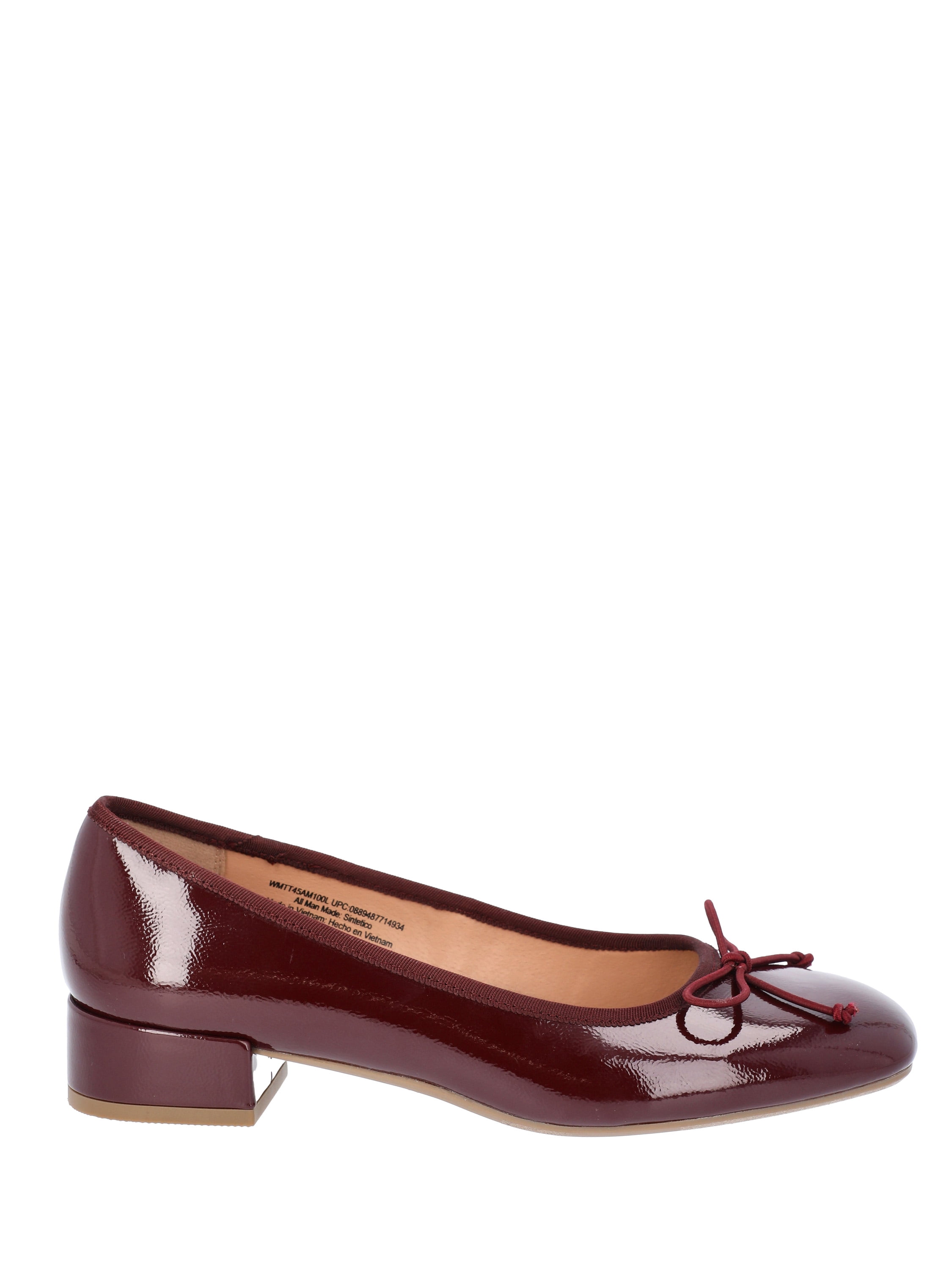 Time and Tru Women's String Bow Block Heel Ballet Shoes, Wide Width Available