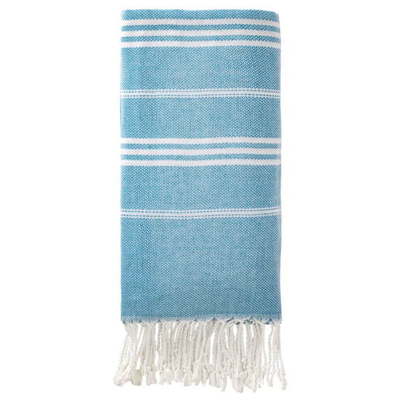 Unique Bargains Stripe Turkish Quick Dry Sand Free Beach Towel Blue 71" x 35"