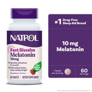 (2 pack) Natrol® Sleep Melatonin Fast Dissolve Tablets, Nighttime Sleep Aid, Strawberry Flavor, 10mg, 60 Ct