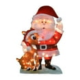 thumbnail image 1 of ProductWorks 32 In Santa and Rudolph 2D Pre Lit Fabric Christmas Decoration, 1 of 8