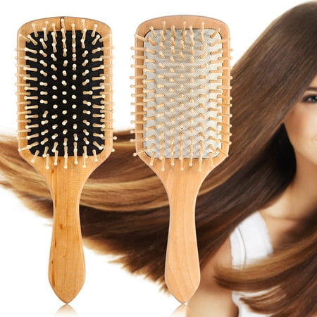 Zerone Natural Wooden Combs Paddle Hair Scalp Care Healthy Cushion Airbag Massage Hairbrush, Paddle Brush, Massage