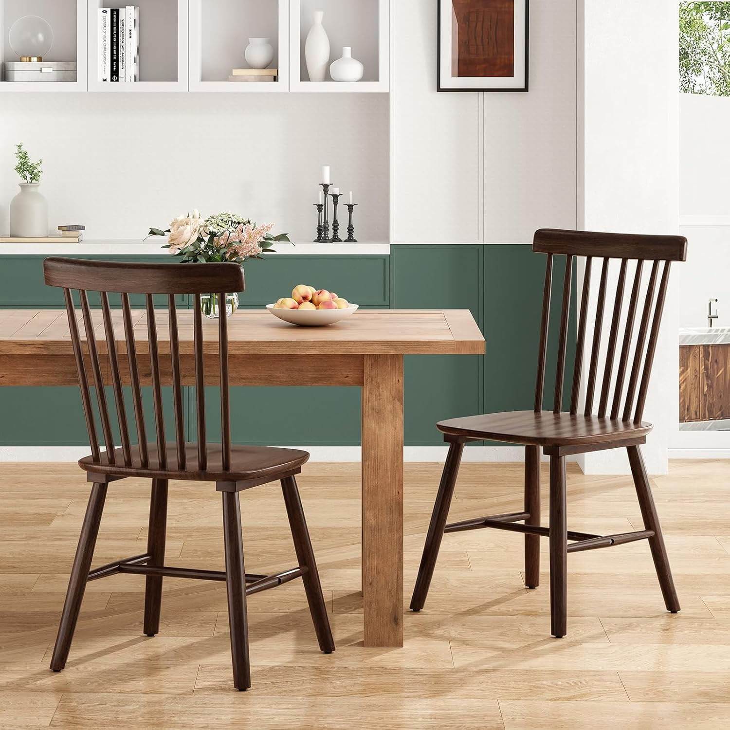 STARY Windsor Dining Chairs Set of 4, Kitchen & Dining Room Chairs with Spindle Back, Mid Century Modern Dining Table Chairs, Wood Dining Chair