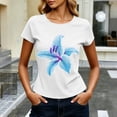 thumbnail image 5 of Xdegoge Womens Lily Floral Graphic Print Crop Tops Short Sleeve Crewneck Slim Fit Shirts Summer Casual Botanical Trendy Fitted T Shirts Y2K Vintage Inspired Basic Tees, 5 of 6