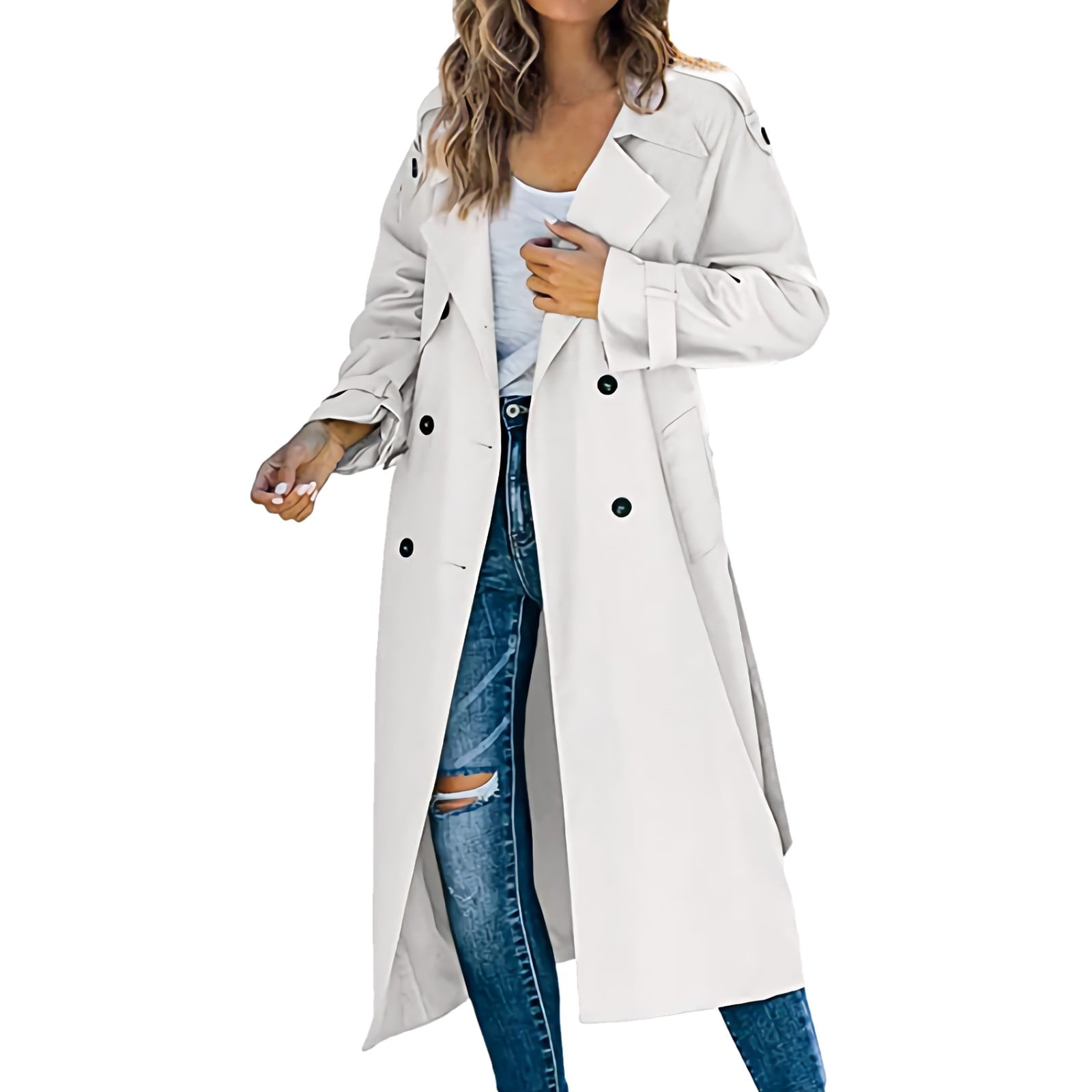 Ppsnabha Women's Grey Trench Coat Beige Trench Coat Work Coat