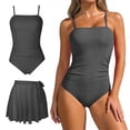 thumbnail image 2 of Erwazi One Piece Swimsuits Set for Women Solid Backless Square Neck Modest Beach Swimwear Bathing Suit, 2 of 7