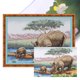 thumbnail image 1 of Hilo Algodón Ecológico Bordado Punto Cruz Rinoceronte Impreso 11CT 70x55cm, 1 of 9