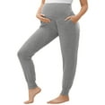 thumbnail image 4 of Yawrut Women's Light grey Maternity Pants, Casual High Waist Abdominal Support Leg Bundle Sports Casual Pants, 4 of 7