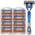 thumbnail image 1 of Orange Five-Layer Razor Manual Shaver 5 Blade Head Blue Geely Universal, 1 of 2