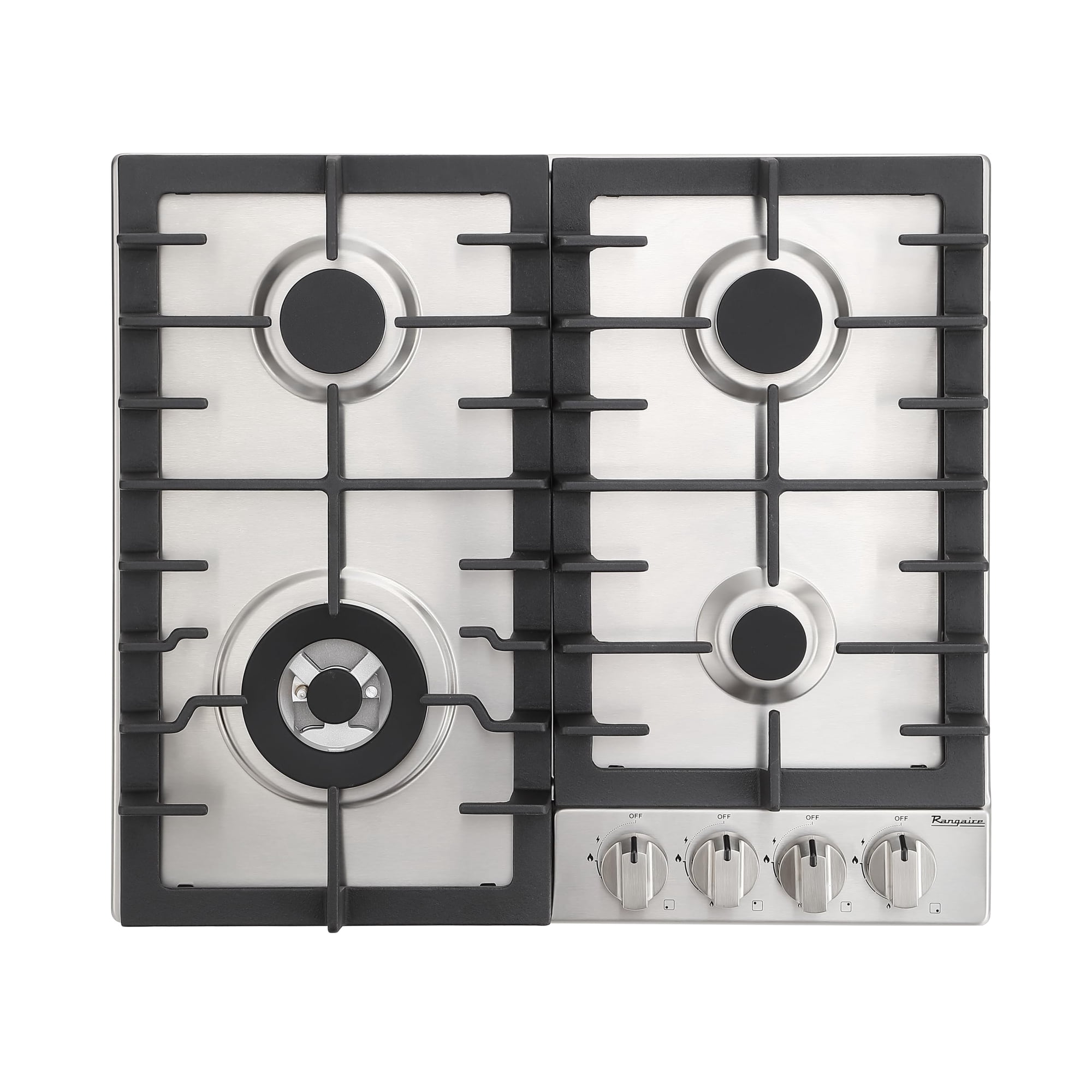 Rangaire RCG241S 24" Gas Cooktop - Stainless Steel, Sealed Burners, Cast Iron Grates, Die Cast Metal Burner Controls