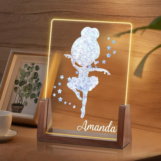 Luz de noche de ballet personalizada para niñas, regalos de cumpleaños de Navidad para niños personalizados, luz de noche de acrílico, decoración de guardería para bebé, lámpara de noche, regalos únic