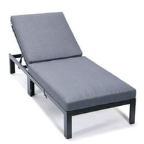 LeisureMod Chelsea Aluminum Patio Chaise Lounge Chair With Blue Cushions