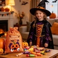 thumbnail image 5 of Ltvvegg Halloween Goodie Bags, Trick or Treat Bags, Pumpkin Halloween Candy Bags with Drawstring, Halloween Gift Bags Candy Pouches for Halloween Party Favors(4x6In), 5 of 7