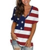 Sexy Dance USA Flag Graphic T-Shirts Blouse For Women Print V-Neck Tunic Casual Loose Basic Tee Tops Patriotic Tops Print-5 S