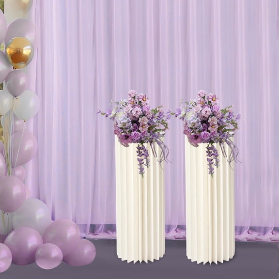 Set of 2 Cylinder Stands for Party, Foldable Cardboard Centerpiece Display Cake Stands for Pparty, Pedestal Stands for Parties Bearing Folding Hexagon Displays, Wedding or Birthday Event Decor