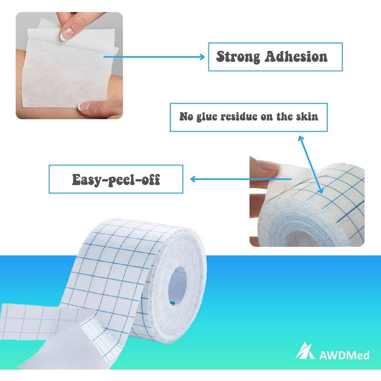 AWD Medical Dressing Retention Tape - Medical Non-Woven, Skin Friendly,  Adhesive Wound Dressing Tape, Medical Tape for Wound Care Secures Primary