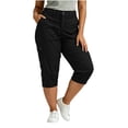 thumbnail image 4 of Qzwdhjm Cargo Capris for Women Elastic Waist Capri Pants Solid Rolled Hem Slim Fit Trouser Summer Outdoor Hiking Pants with Pocket, 4 of 8