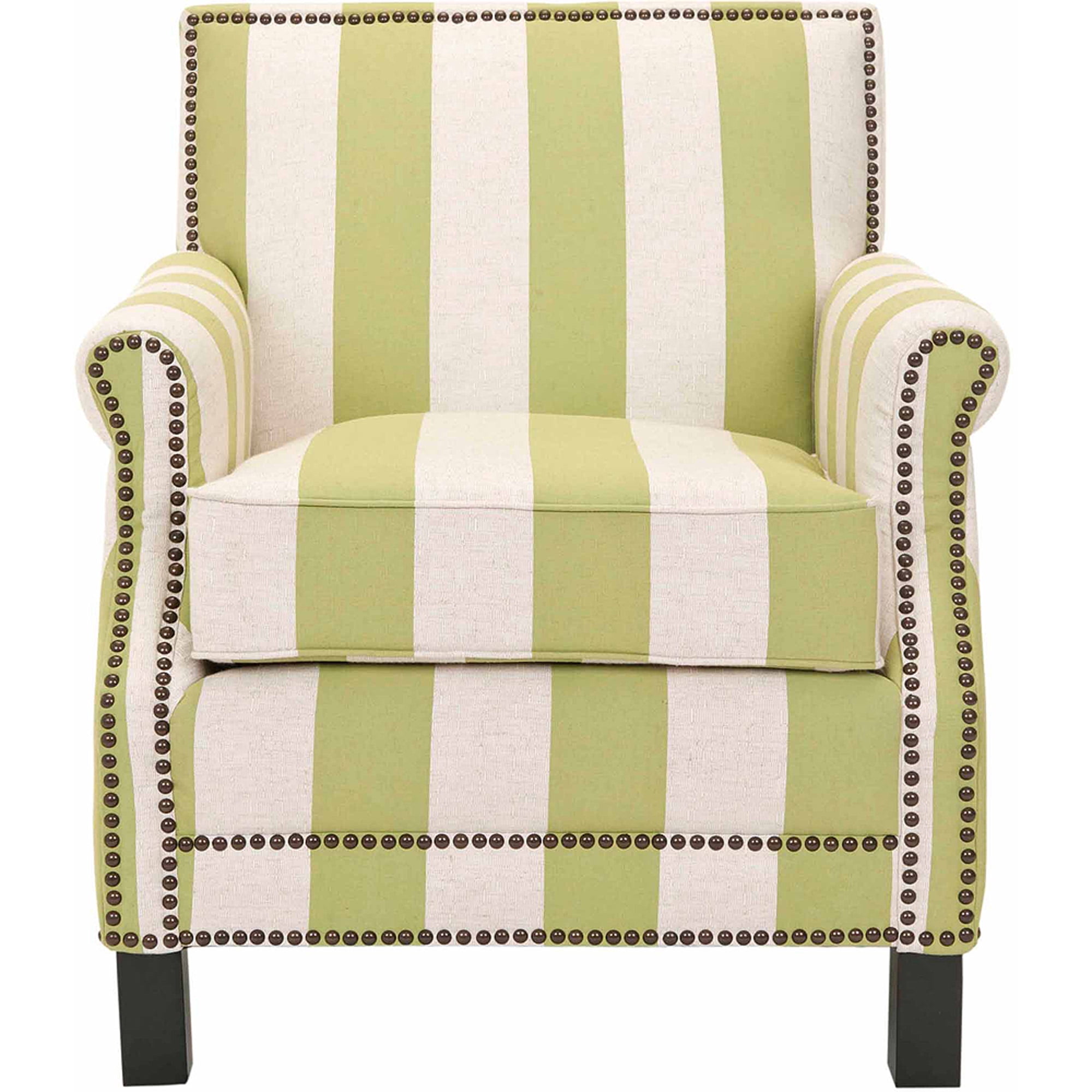 SAFAVIEH Easton Rustic Glam Upholstered Club Chair w/ Nailheads, Lime Green/White