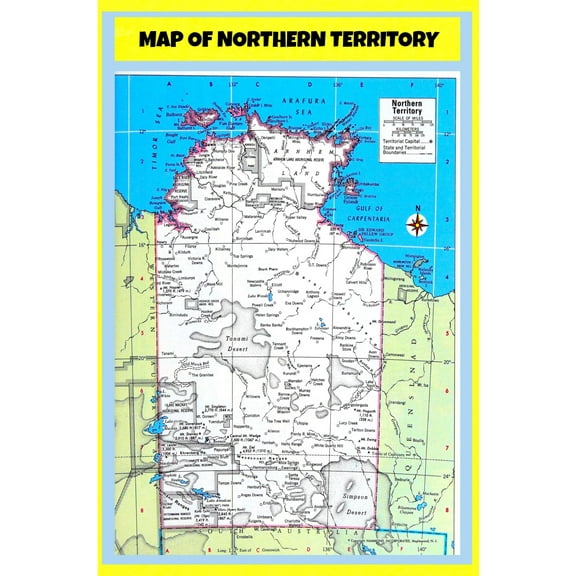 Map of Northern Territory - Laminated Wall Map Poster Print Perfect for Classrooms and Homes - Vivid Imagery with Bright Colors - 18x24
