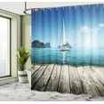 thumbnail image 5 of Ambesonne Nautical Shower Curtain, Yacht and Wooden Deck, 69"Wx75"L, Blue Brown, 5 of 5