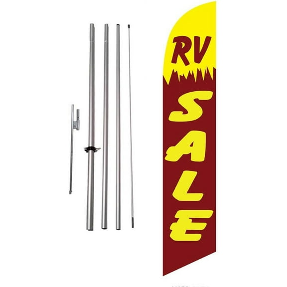 RV Sale Advertising 15 foot Feather Banner Swooper Flag Kit with Flag Pole and Ground Stake