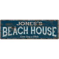 JONES'S Beach House Blue Rustic Cabin Home Decor 6x18 Metal 206180026005