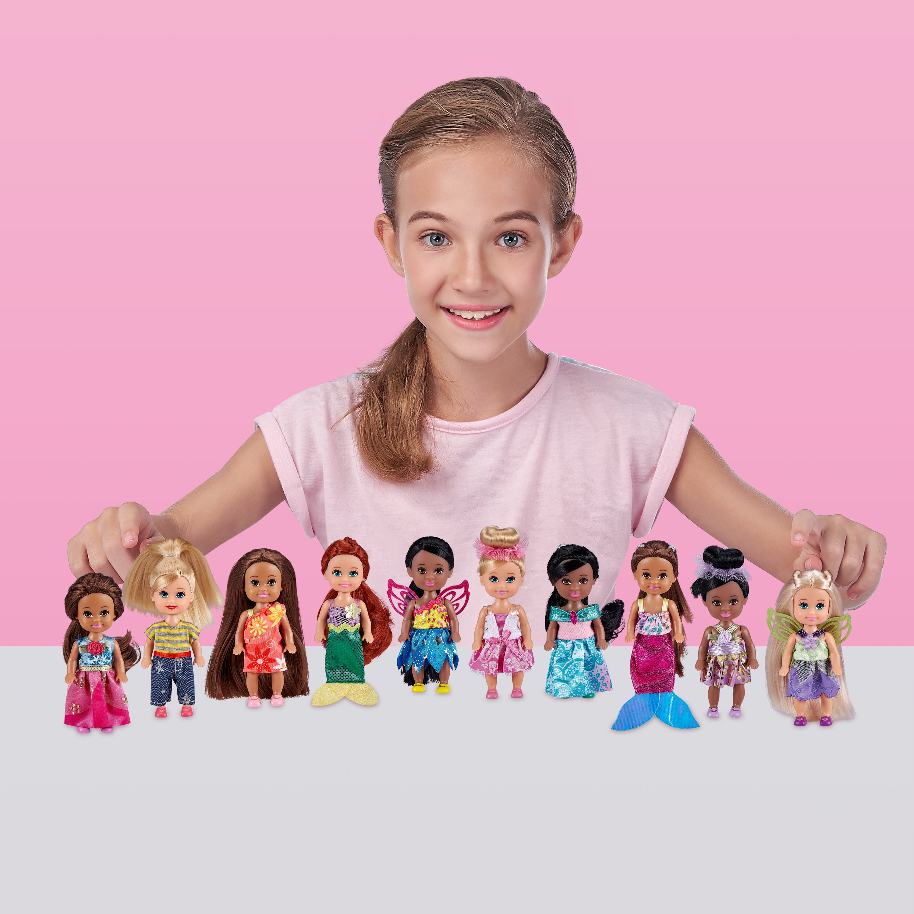 Sparkle Girlz ZURU Little Friends Set of 10 Fashion Dolls For Ages 3 Plus (styles may vary)