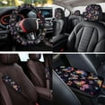 thumbnail image 4 of Pzuqiu Fashion Butterfly Automobile Interior Sets Car Front Rear Seat Cover Steering Wheel Seat Belt Headrest Center Console Cushion Pad Keychain Coaster 14 Pcs Full Set Covers Fit Most Vehicles, 4 of 7