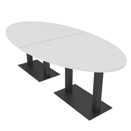 6 Person 8X4 Oval Conference Table with Metal Bases And Power Modules