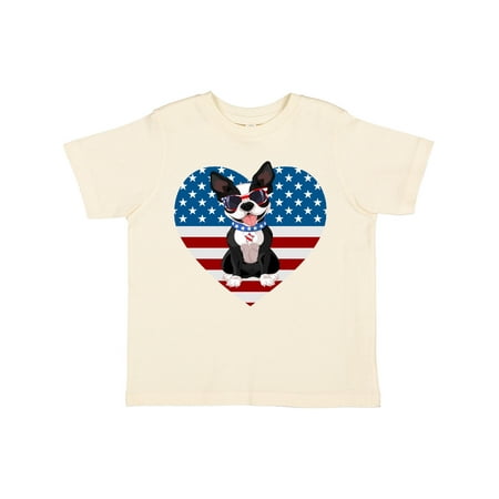 

Inktastic Boston Terrier Dog US Flag July 4th Gift Toddler Boy or Toddler Girl T-Shirt