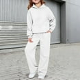 thumbnail image 2 of Mercatoo Girls Boys 2 Piece Tracksui𝐭 Wide Leg Sweatpants & Hooded Sweatshirt Elastic Waist Baggy Straight Leg Pants Athletic Outfits, 2 of 7