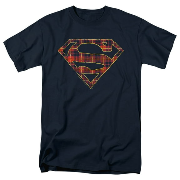 Superman Rough Plaid Logo Unisex Adult T Shirt For Men And Women