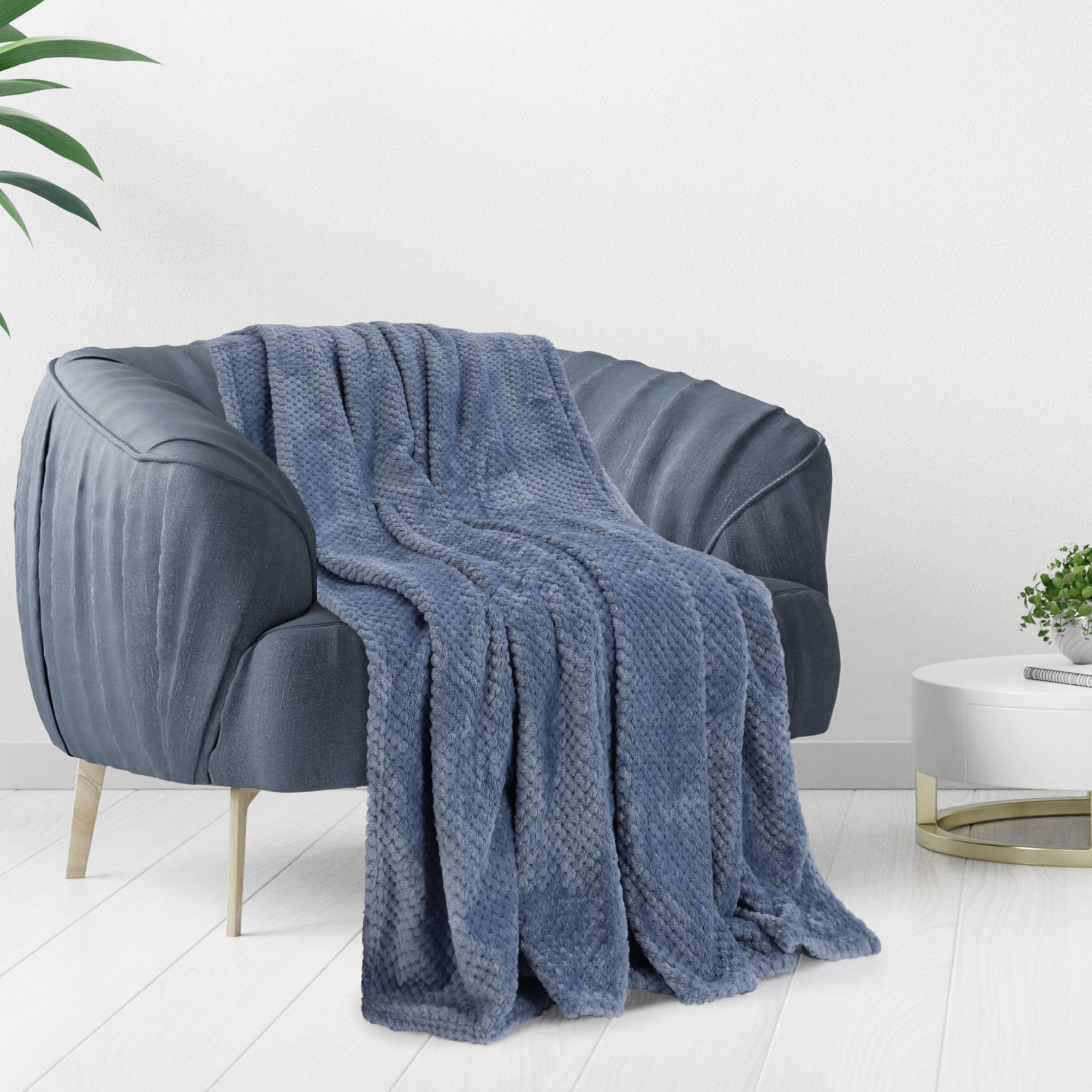 Unique Bargains Soft Flannel Fleece Velvet Blanket Smoked Blue 50" x 60"