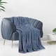 thumbnail image 3 of Flannel Fleece Bed Blankets, Soft Warm Microfiber Blanket, Mesh Fuzzy Plush 330GSM Lightweight Decorative Solid Blankets for Bed Throw (50x60) Smoked Blue, 3 of 11