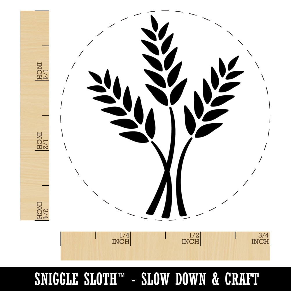 Wheat Stems Bread Baking Self-Inking Rubber Stamp Ink Stamper - Black Ink - Small 3/4 Inch