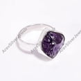 thumbnail image 4 of Natural Raw Amethyst Gemstone Purple Stone 925 Sterling Silver Handmade Statement Ring Jewelry Gift for Her, 4 of 5