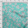 thumbnail image 3 of oneOone Cotton Cambric Turquoise Blue Fabric Asian Japanese Floral Sewing Craft Projects Fabric Prints By Yard 42 Inch Wide, 3 of 5