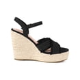 thumbnail image 3 of BLISSFUL STEP Women's Crisscross Fringe Strap Platform Espadrilles Wedge Heel Sandals Black 9, 3 of 7