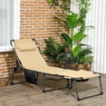 thumbnail image 2 of Outsunny Folding Chaise Lounge, Reclining Tanning Chair, Beige, 2 of 10